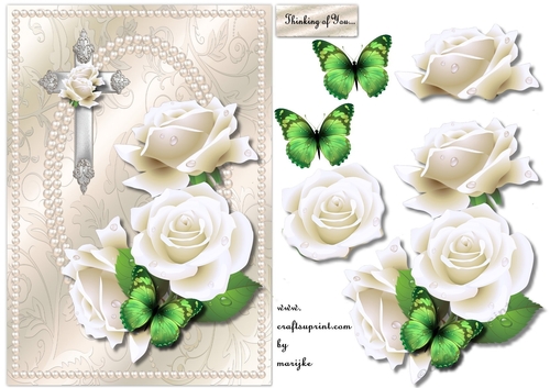 Elegant pearls and White Roses Sympathy