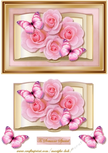 Book With Pink Roses & Butterflies
