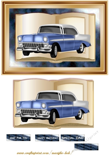 Book Vintage Bleu car male card