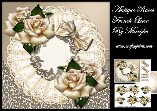 Antique Roses on  French Lace Mini Kit