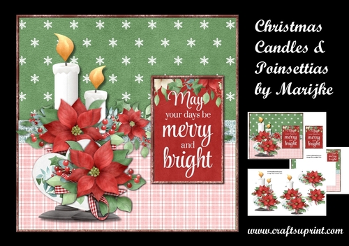 Christmas candles and poinsettias Mini Kit