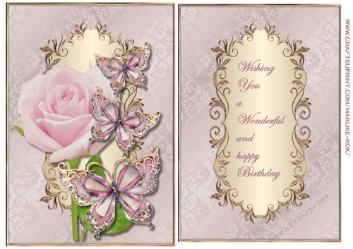 Elegant Damask Topper Butterflies