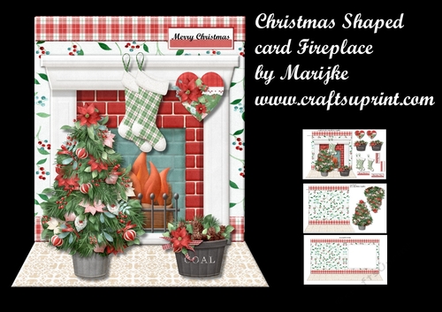 Shaped card Christmas Fireplace Mini Kit