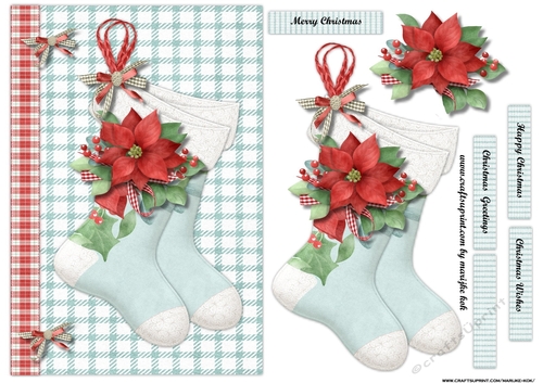 Christmas Stockings & Poinsettias