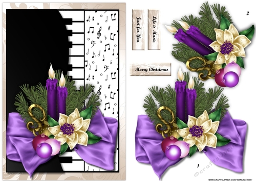 Piano card Christmas In Purple