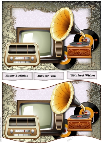 Male wave card Retro Musuc