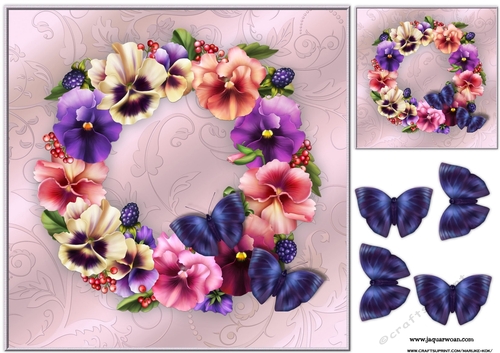 Violets & Butterflies card topper