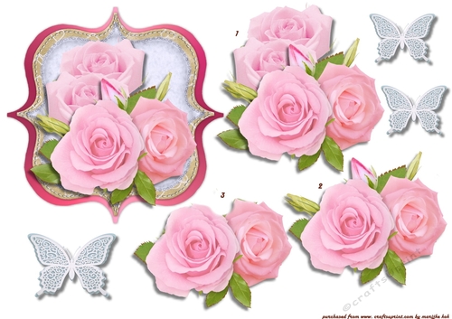 Scallop Topper Pink Roses