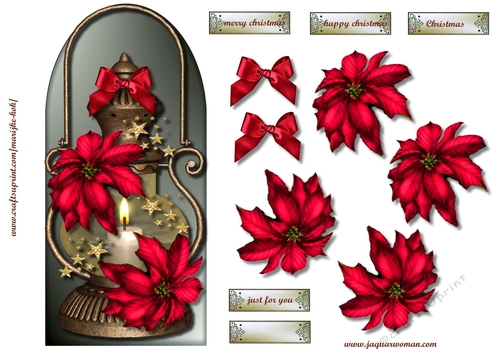 Classic  Candle &  Red Christmas Poinsettias