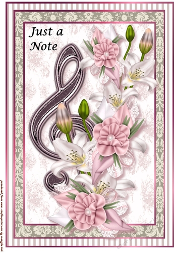 Music Vintage Flowers A4 Just a Note...