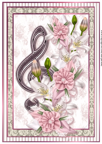 Music Vintage Flowers A4