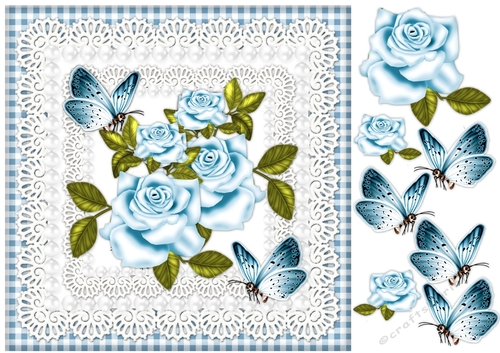 Roses, Butterflies On lace Topper