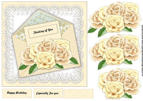 Envelop Card & Cream Roses