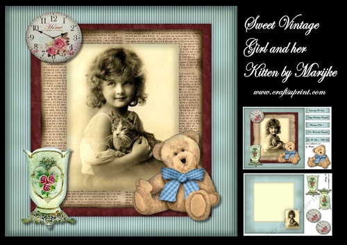 Sweet Vintage Girl & Kitten