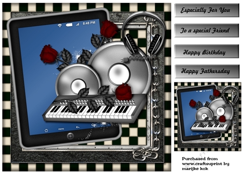 Male card tablet & Music