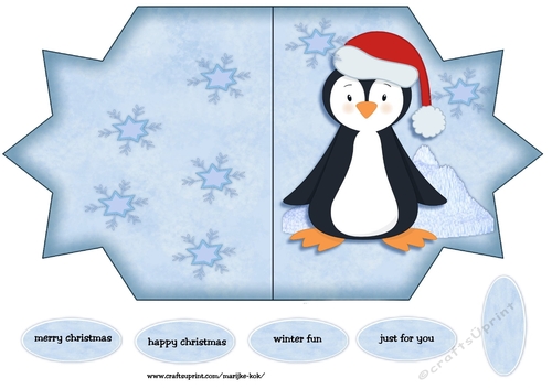 Shaped card Cut and Fold penquin