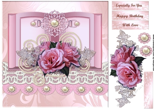 Book Pink Vintage   Roses, Lace  & Pearls