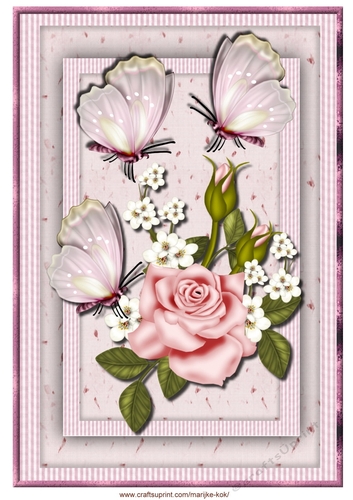 Roses & Butterflies Topper A4