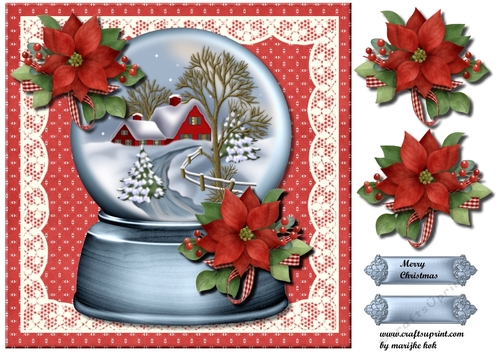 Snowglobe  Christmas Poinsettias