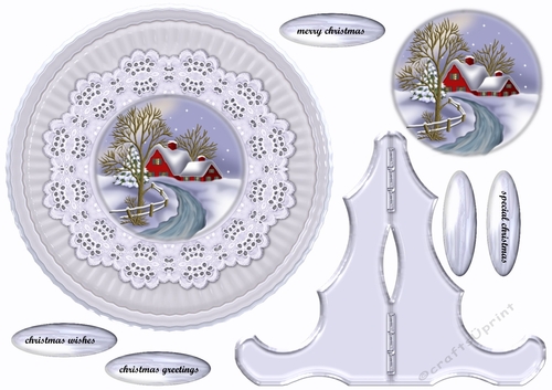Ceramic Plate Snowy Village