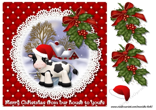 Cute Cow Christmas card