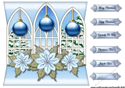 Cute Christmas  Poinsettias & Baubles Topper