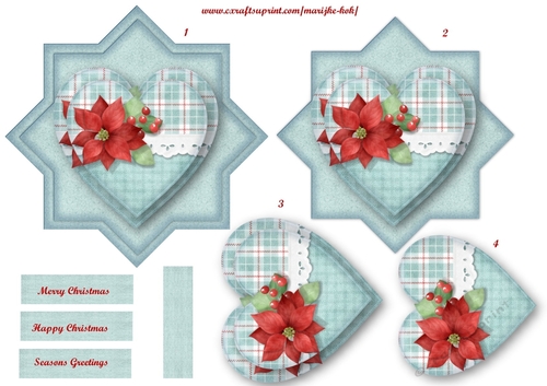 Star Card Topper  Christmas heart