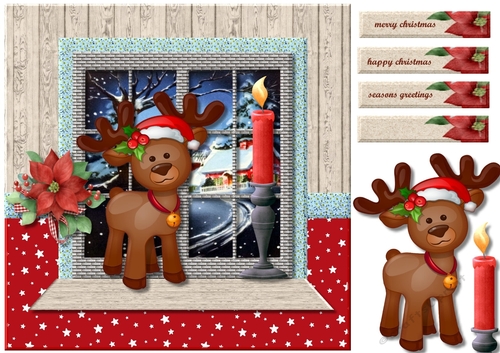 Christmas Window Cute Reindeer