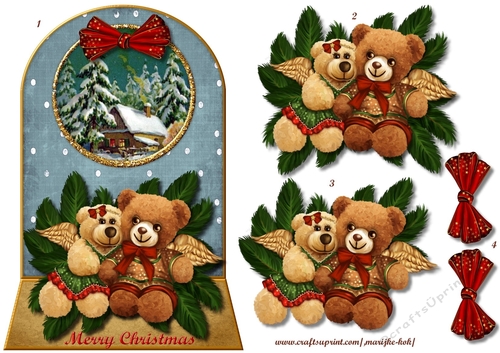 Christmas Teddie Bears Arch Topper