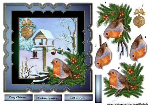 Robins Christmas Garden Scallop Topper
