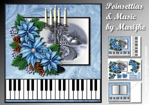 Bleu Poinsettias & Music  Mini Kit