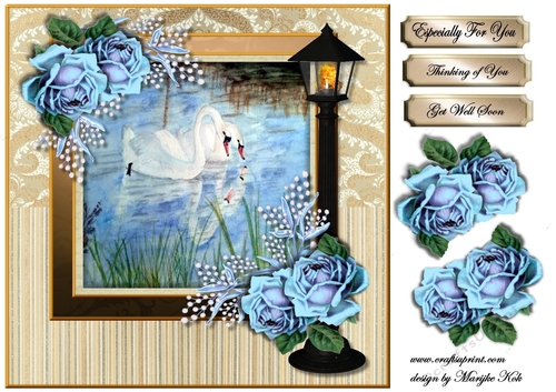 Beautiful Swans & Vintage Roses
