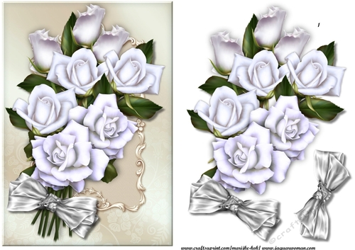 Boquet White Roses Card Topper