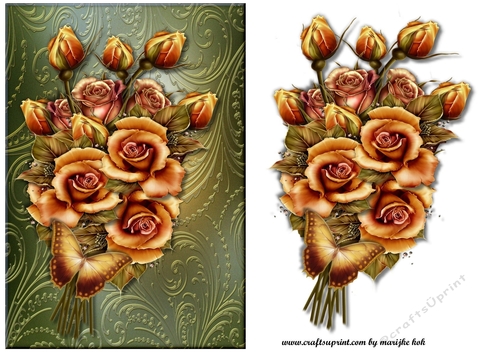 Bouquet   Golden Roses Card Topper