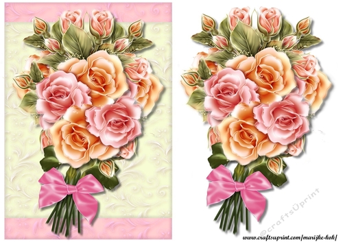 Bouquet   Glowing  Roses Card Topper