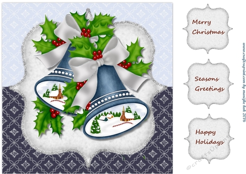 Christmas bells card topper