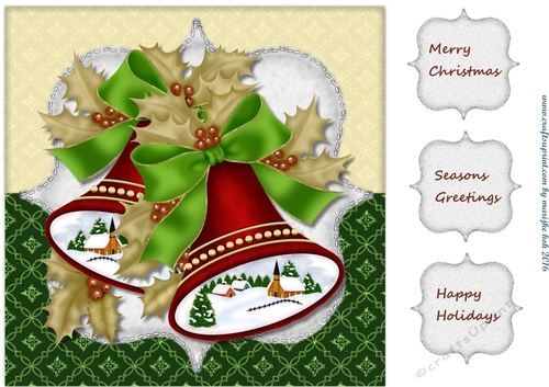 Christmas bells card topper 2