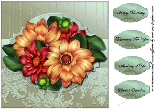 Card Topper Dahlias