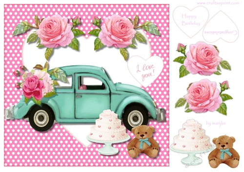 Vintage Roses & VW Car