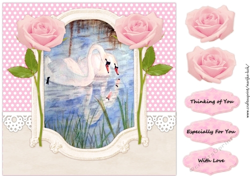Beautiful Swans In Vintage Frame