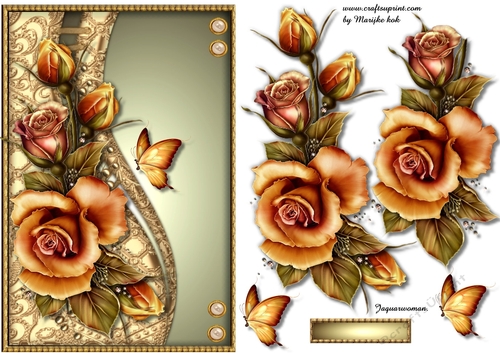 Beautiful  Shaped Border & Golden Roses