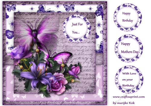 Purple Butterflies card Topper