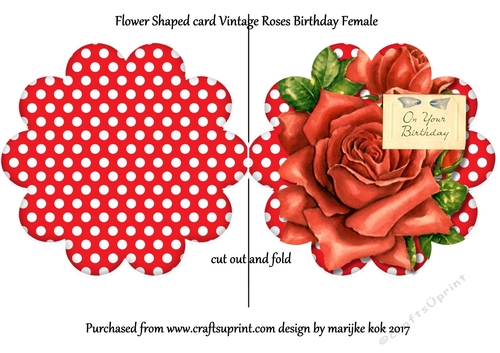Flower Shaped card Vintage Roses
