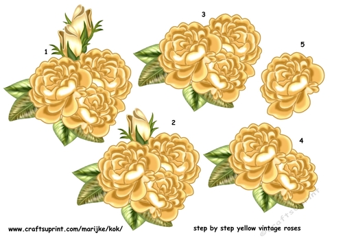 Yellow Vintage roses Step By Step