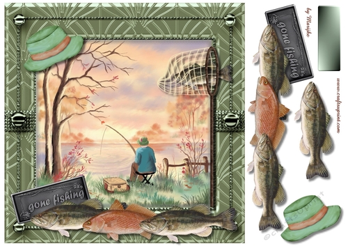 Male card Gone Fishing