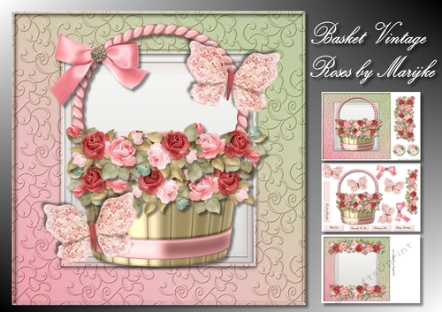 Basket Vintage Roses Mini Kit