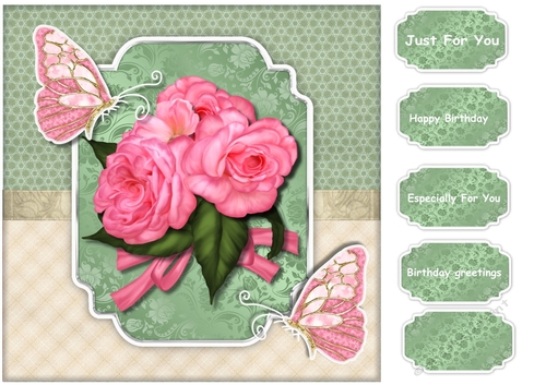 Roses & Butterflies Card Topper
