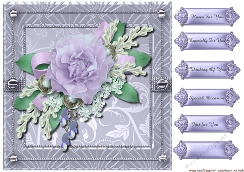 Lavender Roses  Card Topper