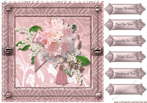 Pink Vintage Blossoms  Card Topper