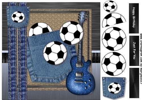 Birthday Boy Jeans Pocket, football & Guitar